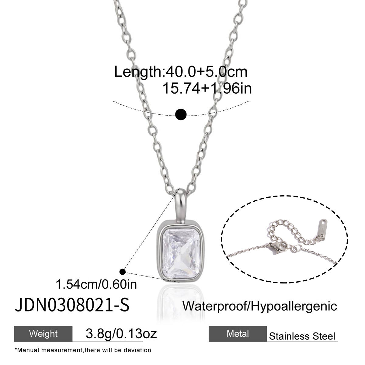 18K Gold Plated Rectangle CZ Necklace