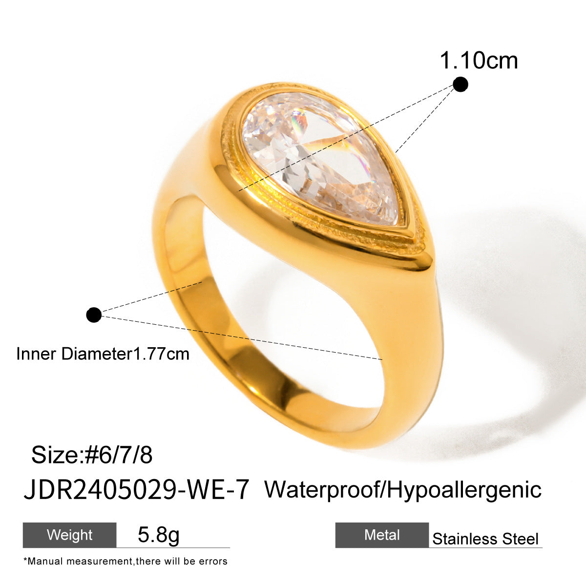 Multi-Shape Crystal Multi-Row Stacking Ring