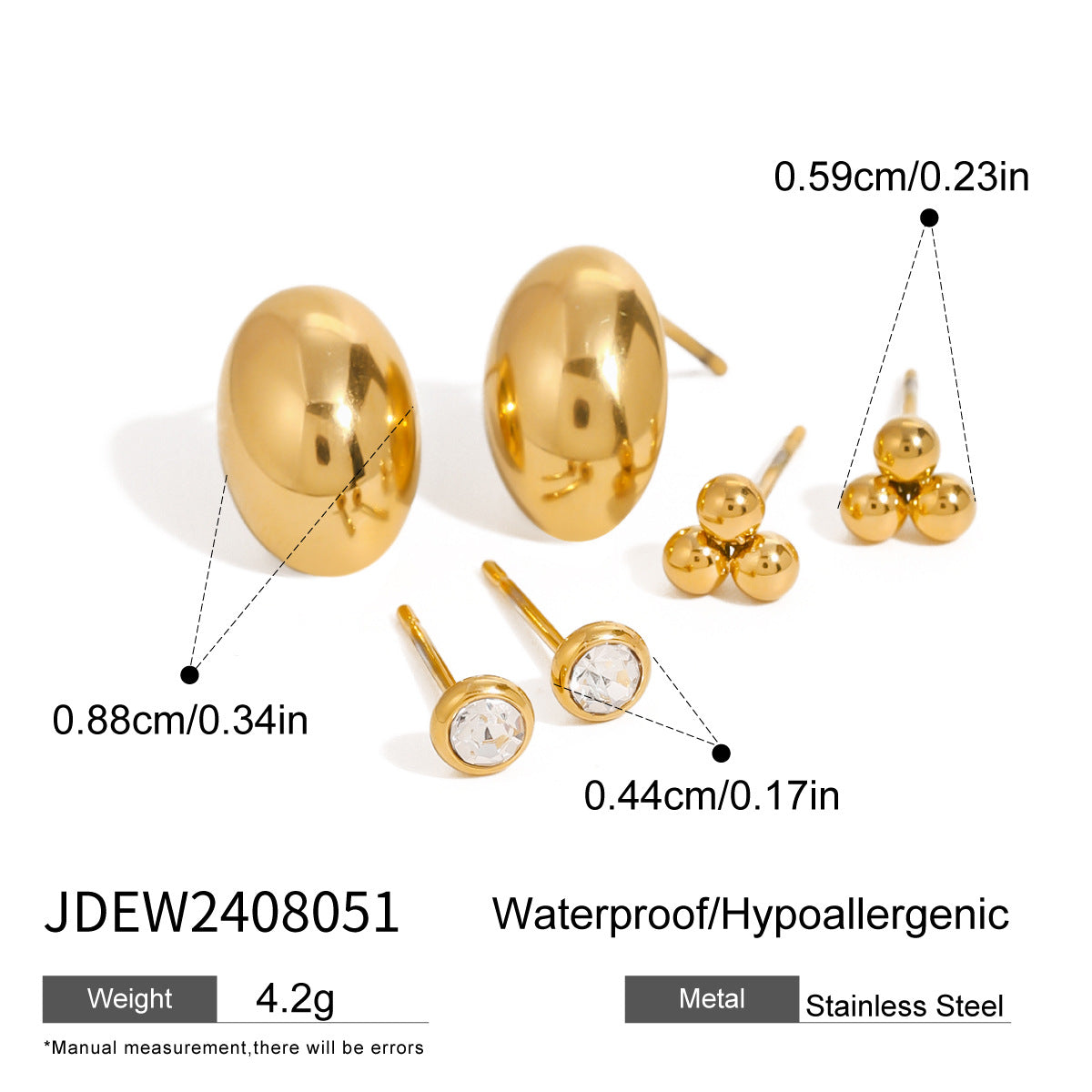 Wide Hoop & Mini Studs 3-Piece Earring Set