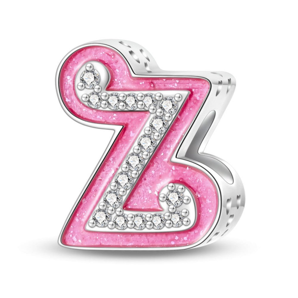 Pink Rhinestone Letter Charm