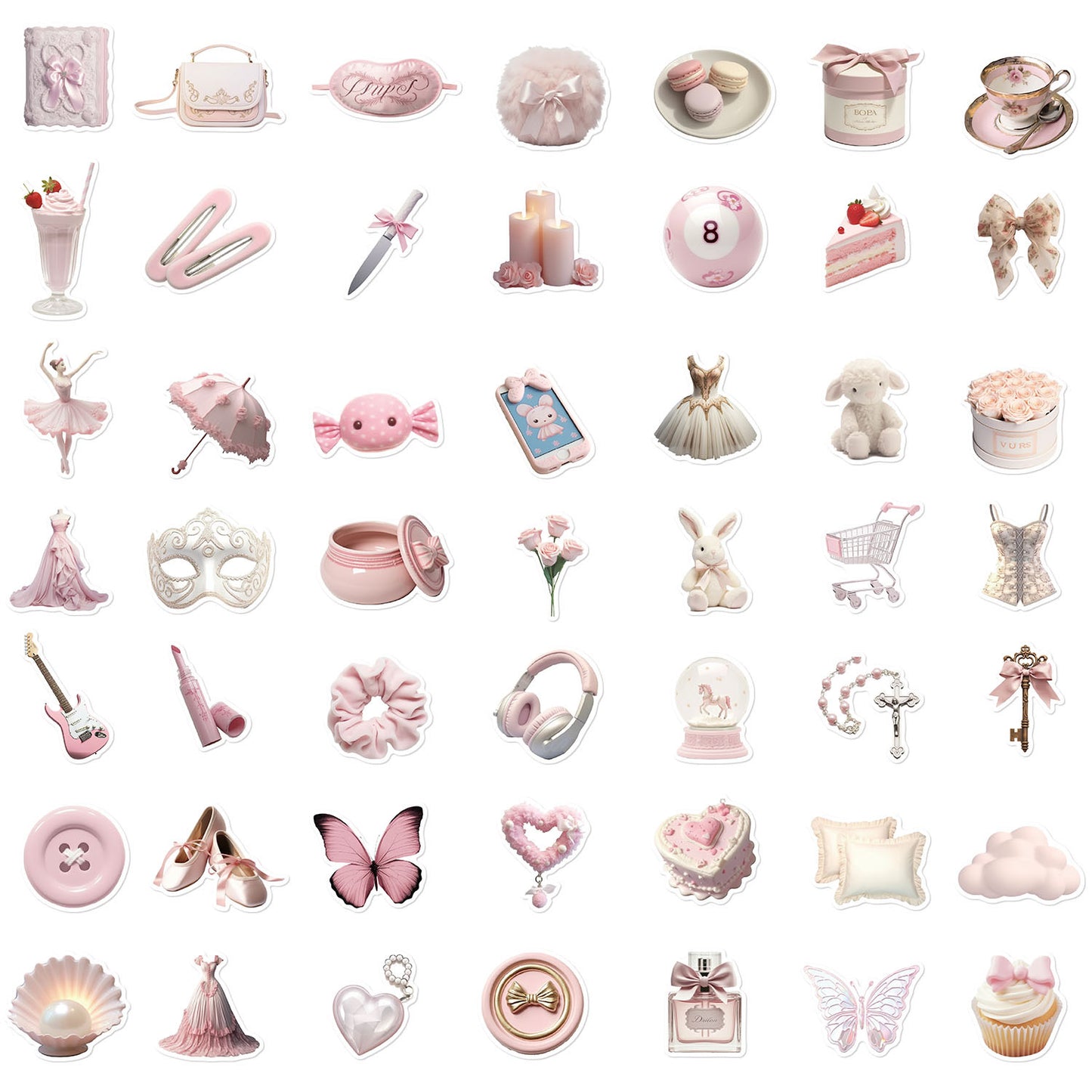 50PCS Pink Ballet Girl Stickers