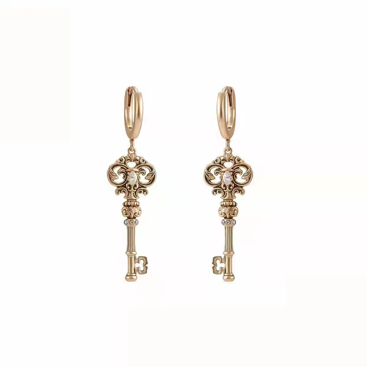 Vintage Heart / Key Earrings