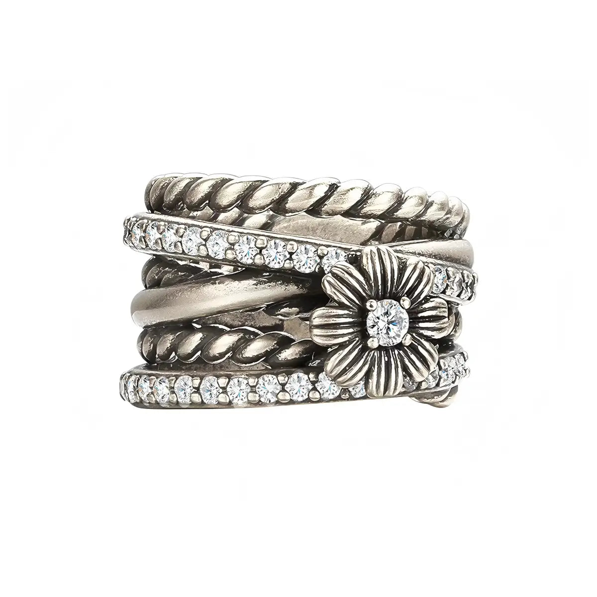 Vintage Daisy Multi-Layer Ring