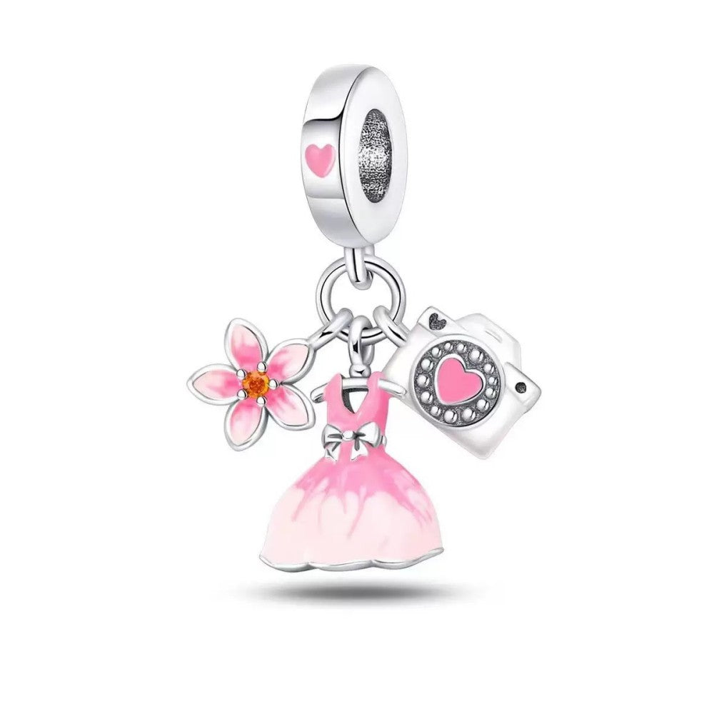 Pink Flower & Dress Charm