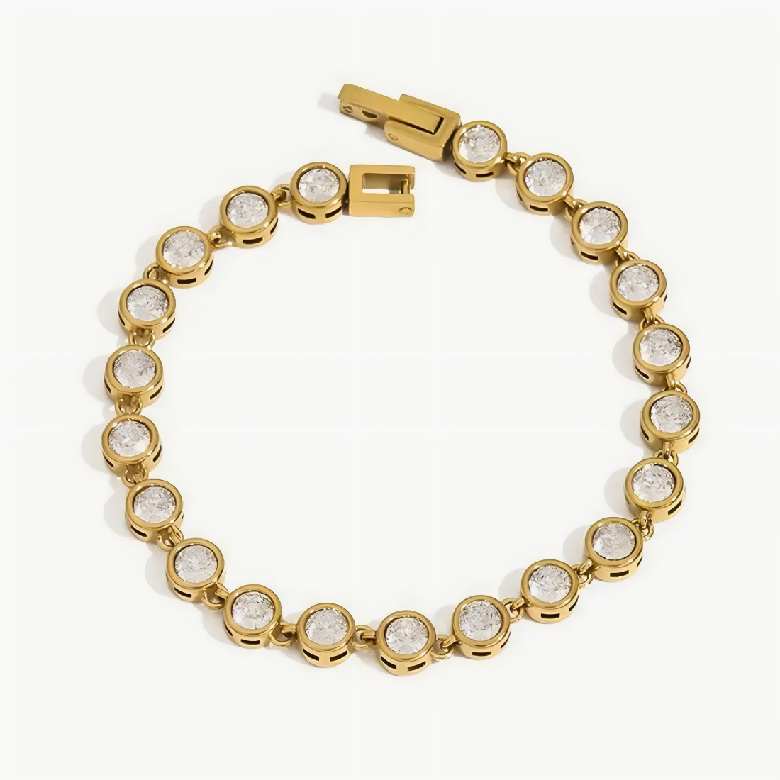 Stainless Steel Round CZ Tennis Bracelet | offmess Jewerly