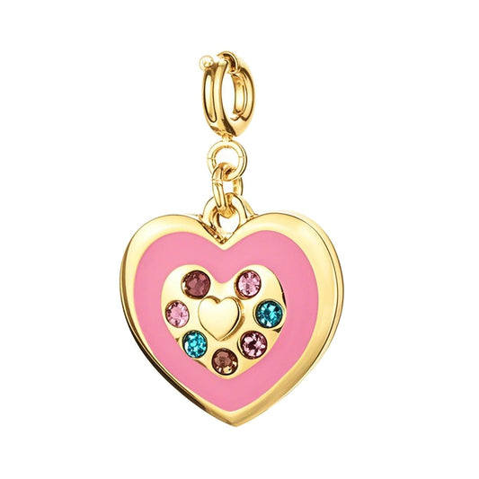 Pink Rhinestone Heart Charm