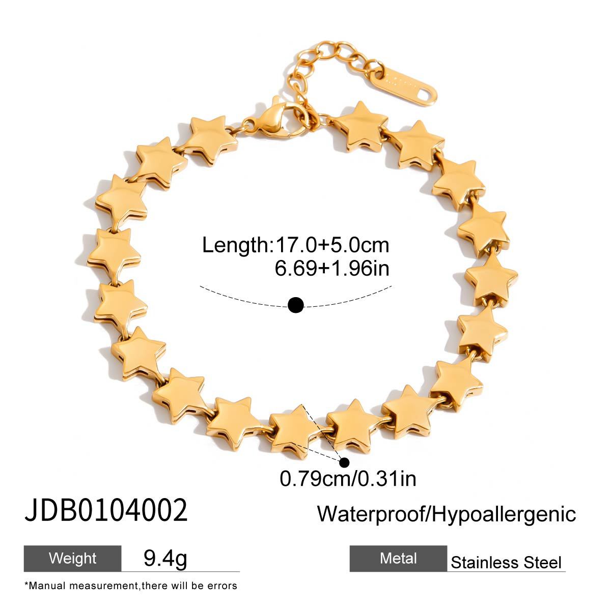 18K Gold-Plated Connected Star Chain Bracelet