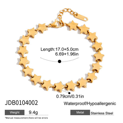 18K Gold-Plated Connected Star Chain Bracelet