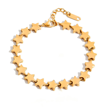 18K Gold Stainless Steel Star Strand Chain Bracelet | offmess Jewelry