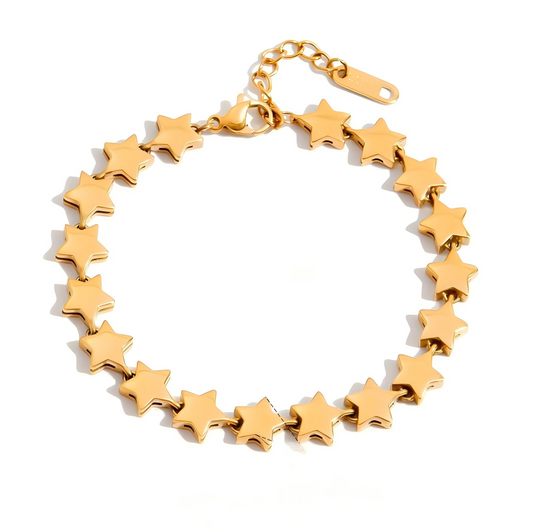 18K Gold Stainless Steel Star Strand Chain Bracelet | offmess Jewelry