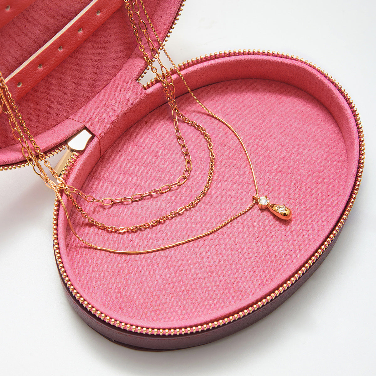 Layered Snake Chain Teardrop Necklace