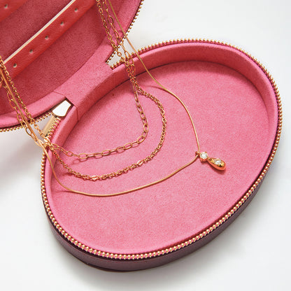 Layered Snake Chain Teardrop Necklace