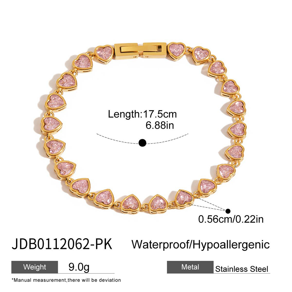 Colorful Heart CZ Tennis Bracelet