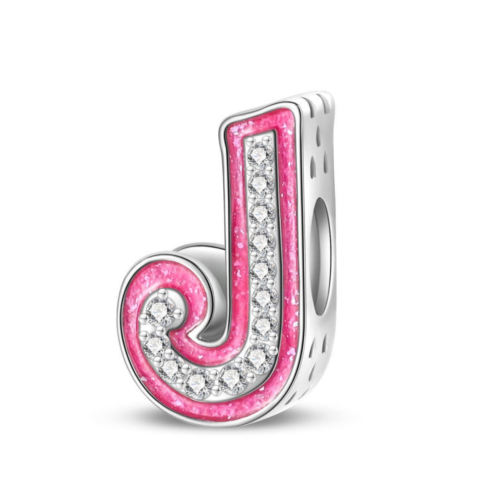 Pink Rhinestone Letter Charm