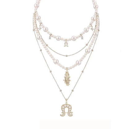 Vintage Pearl Horseshoe Layered Necklace