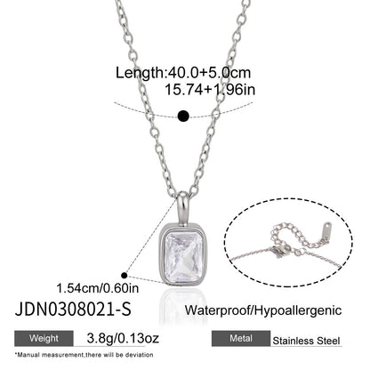 18K Gold Plated Rectangle CZ Necklace