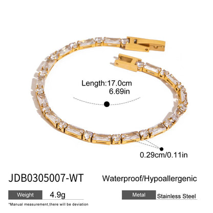 18K Gold-Plated Alternating Square & Rectangle Tennis Bracelet