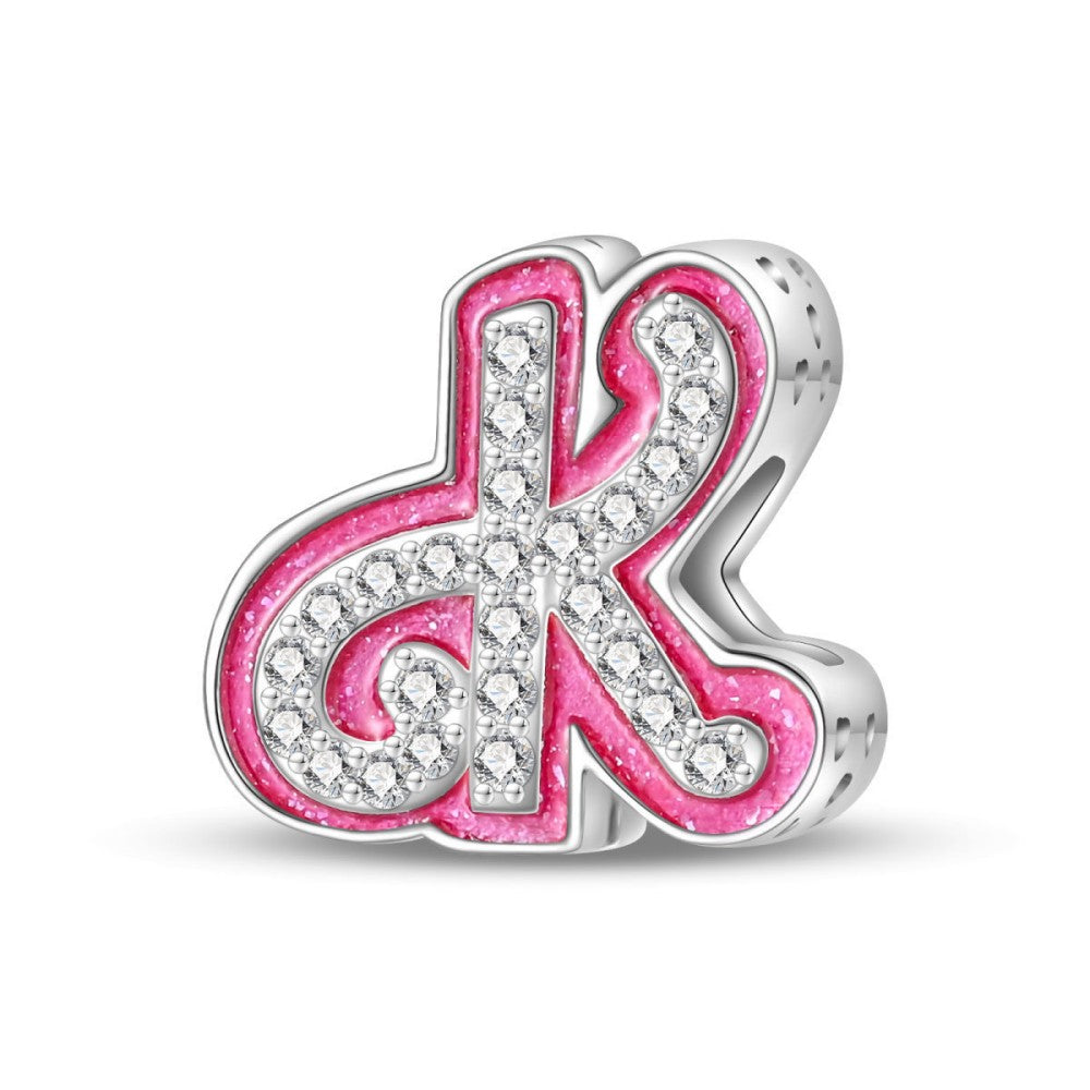 Pink Rhinestone Letter Charm