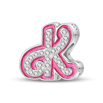 Pink Rhinestone Letter Charm