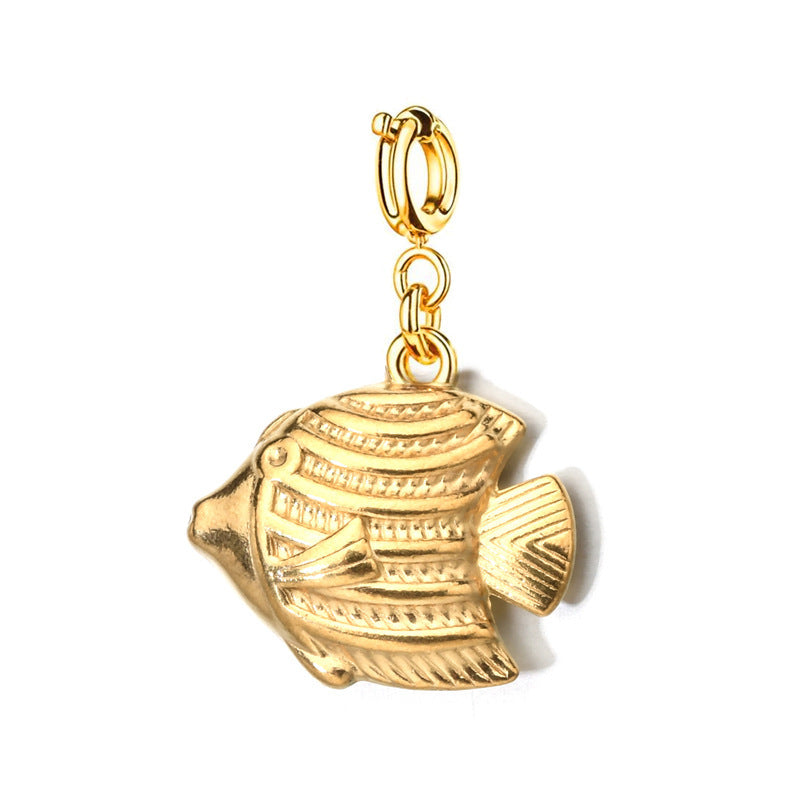 Gold Sea Fish Charm | Nautical Coastal Pendant for Bracelet & Bag