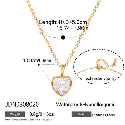 18K Gold Plated Heart CZ Necklace