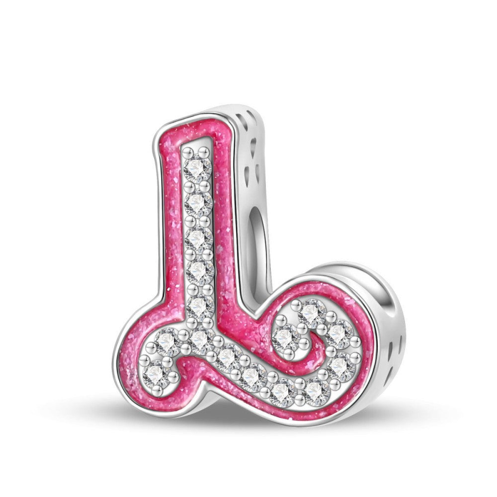 Pink Rhinestone Letter Charm