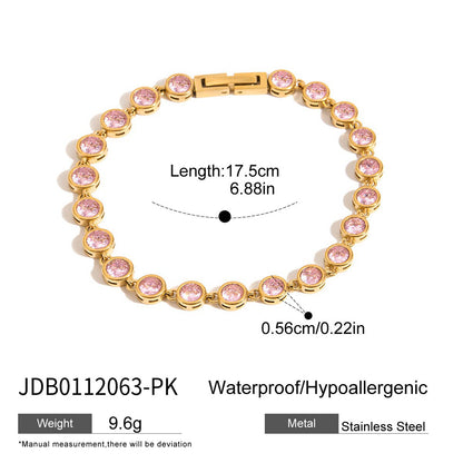 Colorful Classic Round CZ Tennis Bracelet