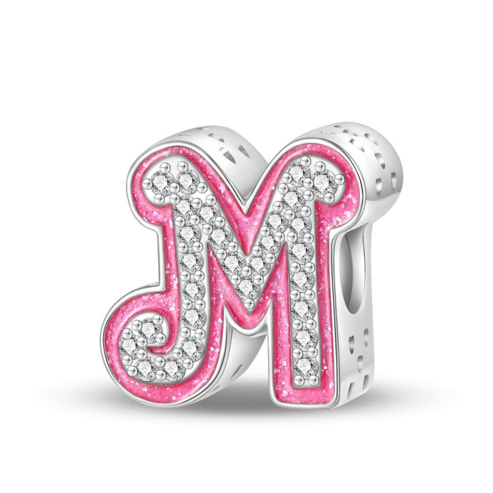 Pink Rhinestone Letter Charm