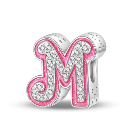 Pink Rhinestone Letter Charm