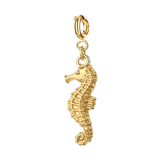 Gold Seahorse Charm | Coastal Summer Pendant for Bracelet & Bag
