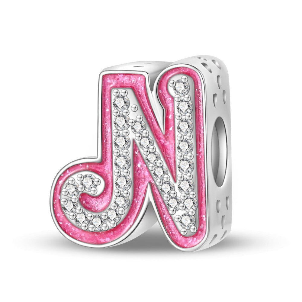 Pink Rhinestone Letter Charm