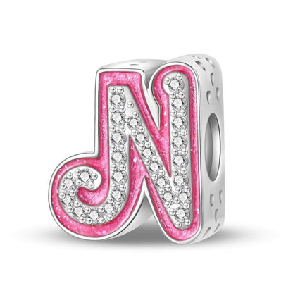Pink Rhinestone Letter Charm