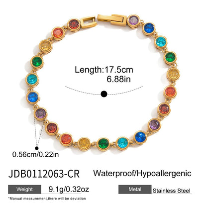 Colorful Classic Round CZ Tennis Bracelet