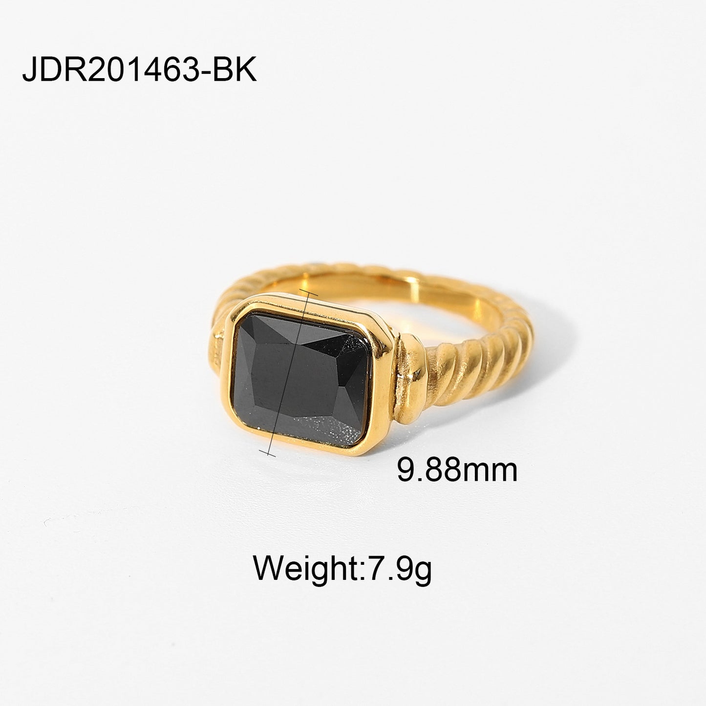 Croissant Twisted Emerald-Cut Ring