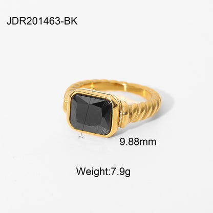 Croissant Twisted Emerald-Cut Ring