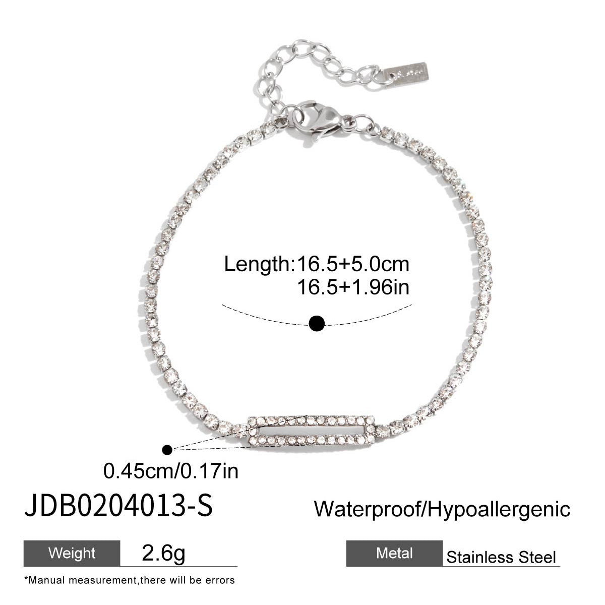 Geometric Tennis Bracelet with Rectangle