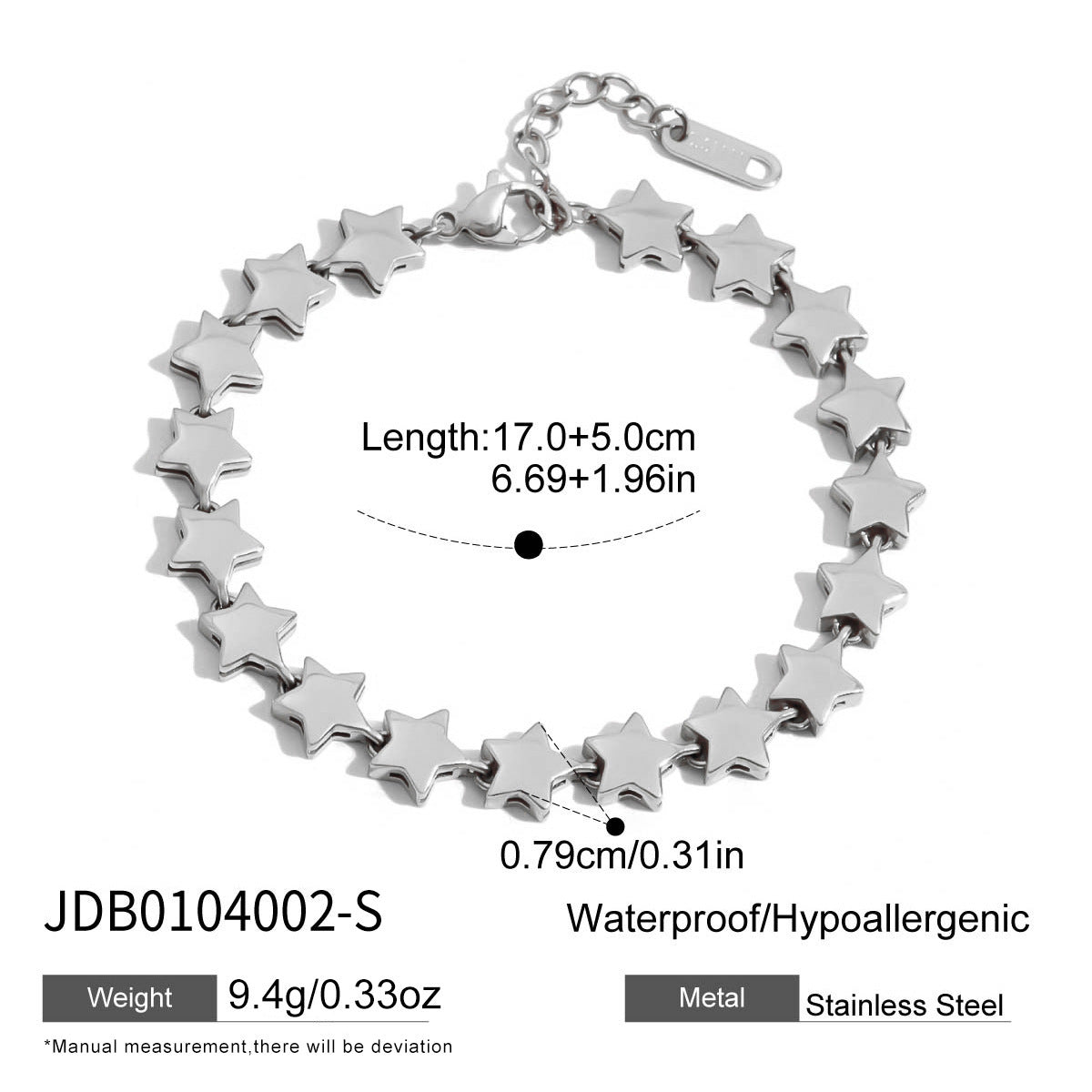 18K Gold-Plated Connected Star Chain Bracelet
