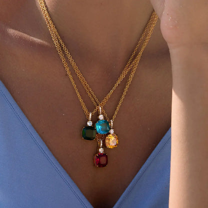 18K Gold Plated Colorful CZ Necklace