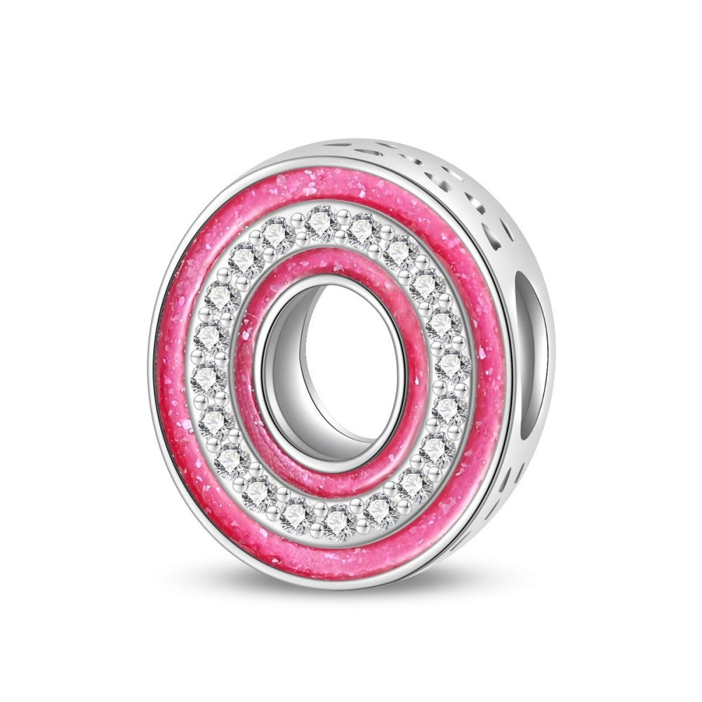 Pink Rhinestone Letter Charm