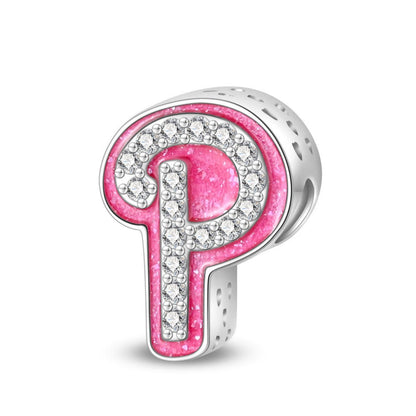 Pink Rhinestone Letter Charm