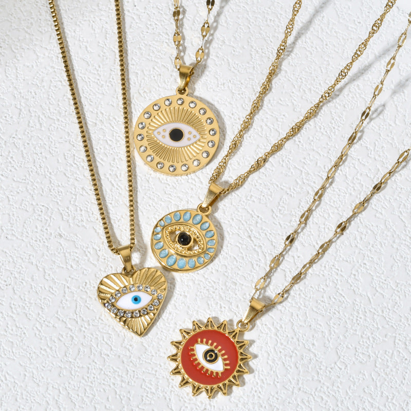 Gold Evil Eye Moon Charm