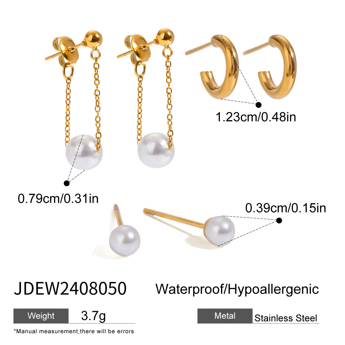 Pearl & Gold Hoop 3-Piece Earring Set