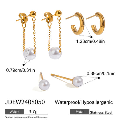 Pearl & Gold Hoop 3-Piece Earring Set