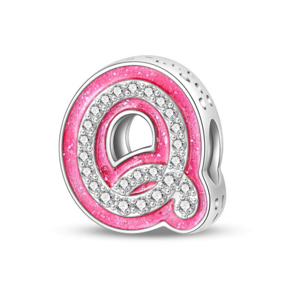 Pink Rhinestone Letter Charm