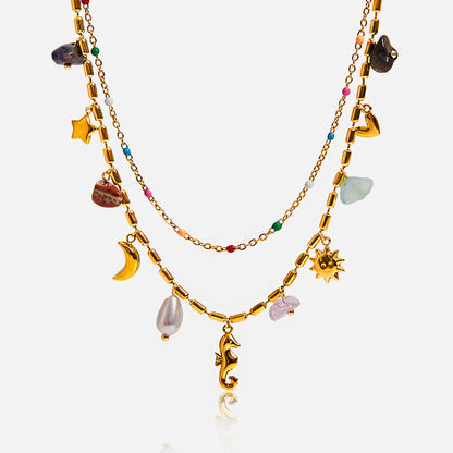 18K Gold-Plated Stainless Steel Summer Beach Layered Necklace