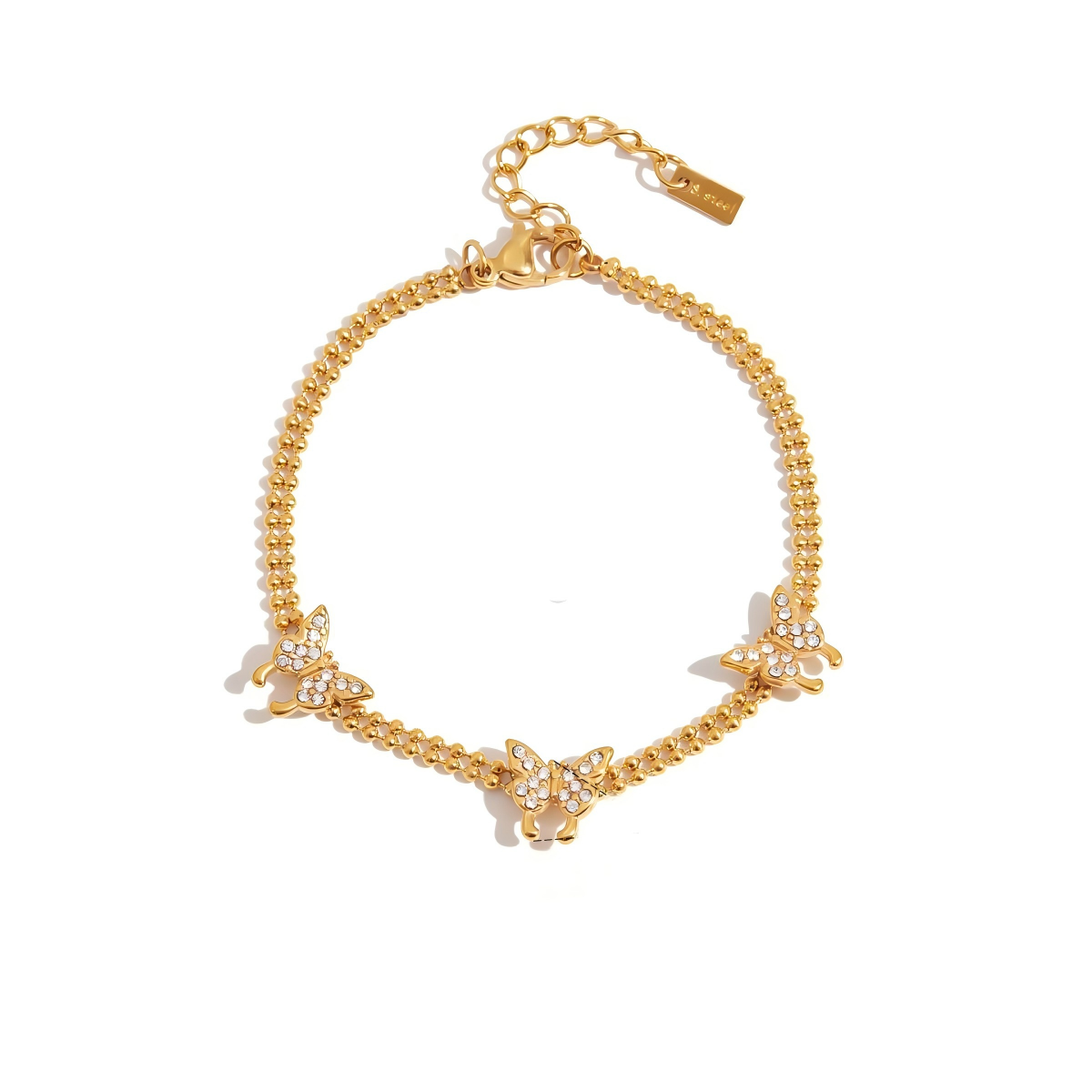 18K Gold Stainless Steel CZ Butterfly Bracelet | offmess Jewelry
