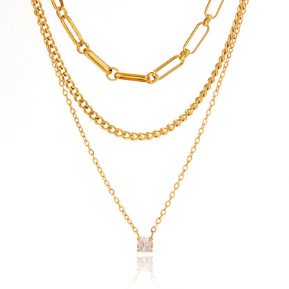 18K Gold Stainless Steel Dainty Layered Round Necklace|offmess Jewelry