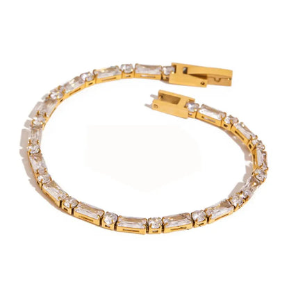 18K Gold Stainless Steel Mixed-Cut CZ Tennis Bracelet| offmess Jewelry
