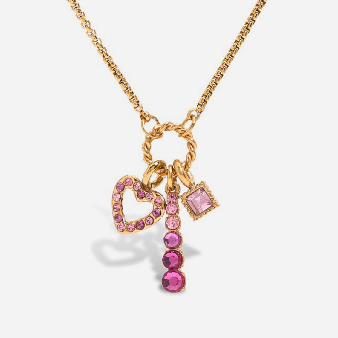 18K Gold Stainless Steel Purple Heart CZ Necklace | offmess Jewelry