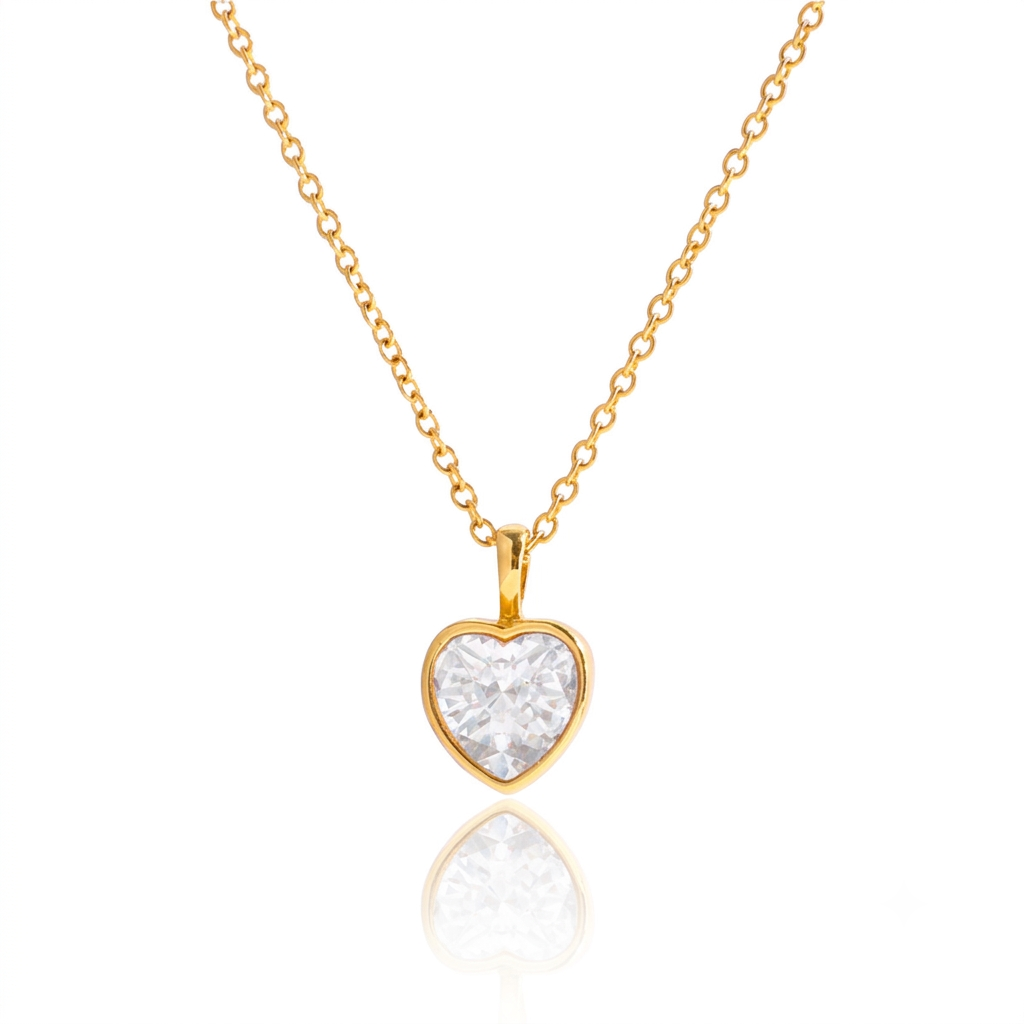 18K Gold Stainless Steel Rectangle CZ Necklace | offmess Jewelry